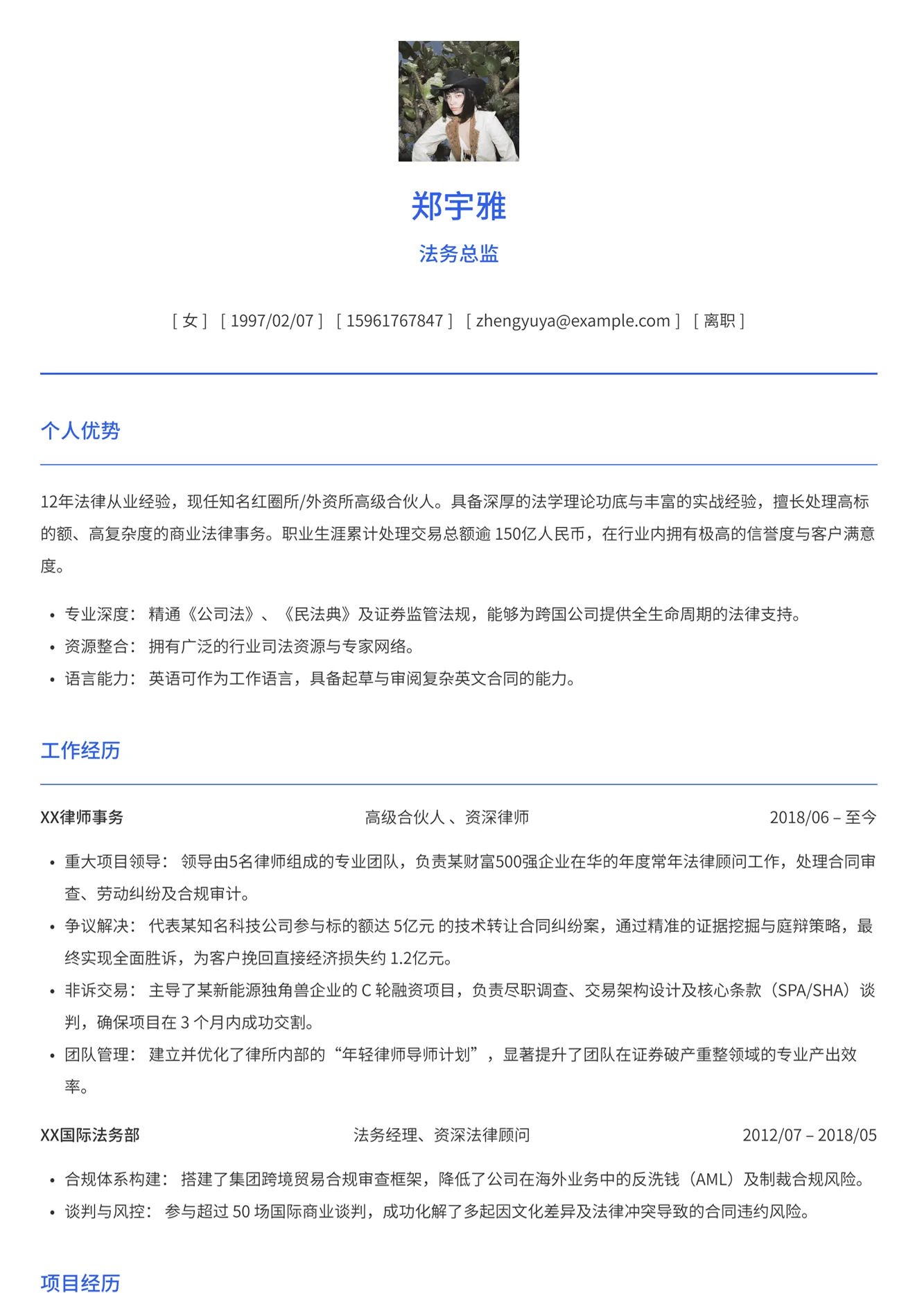 极简专业简历模版
